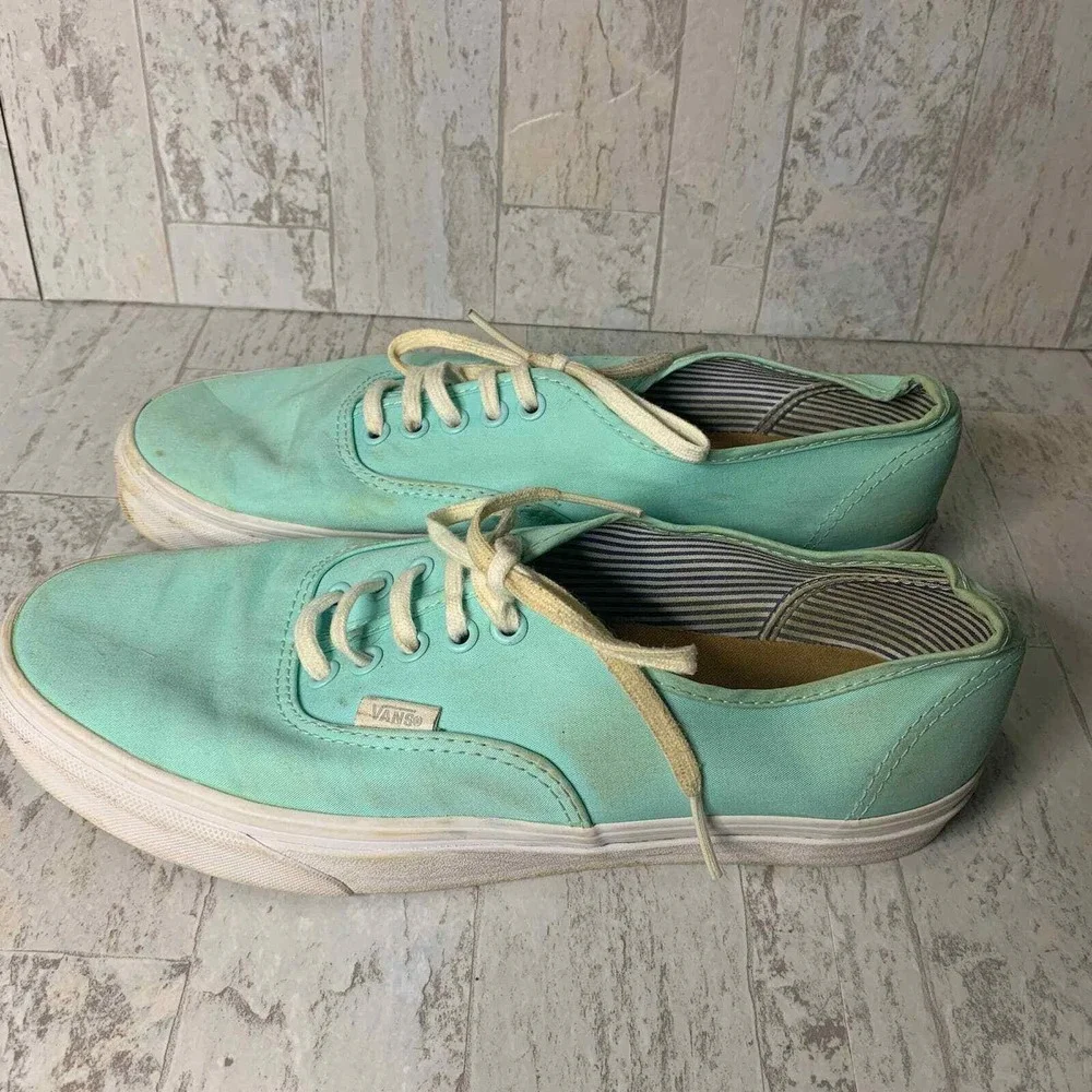 Vans Sneaker Shoes Mens Size 10 Green Canvas Lace Up Low Top Closed Toe Casual‎